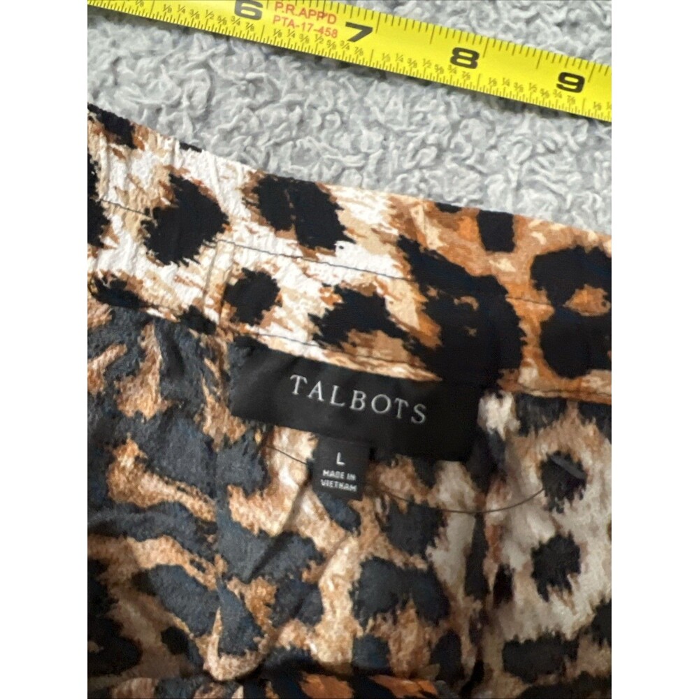 Talbots ruffled button up leopard maxi skirt larg… - image 8